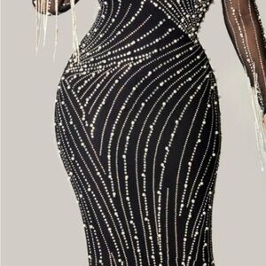 Elegant Black Beaded Dress